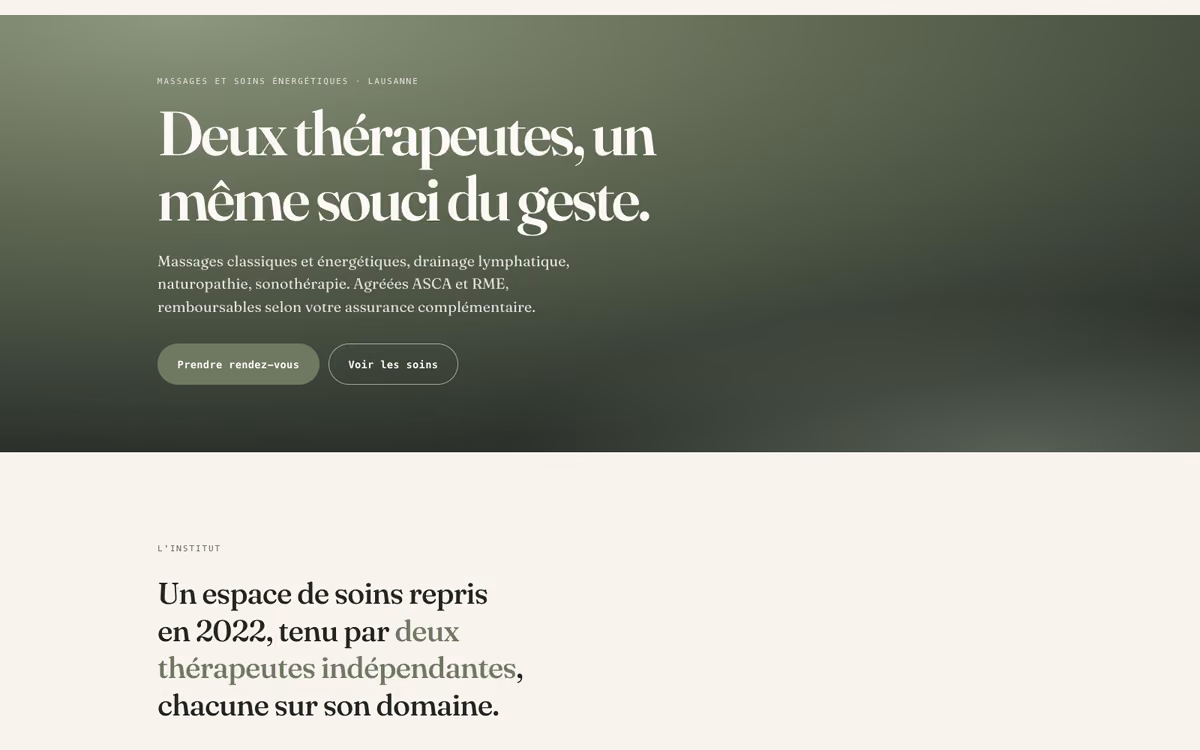 La page d'accueil de l'Institut Aubelle, après reconstruction