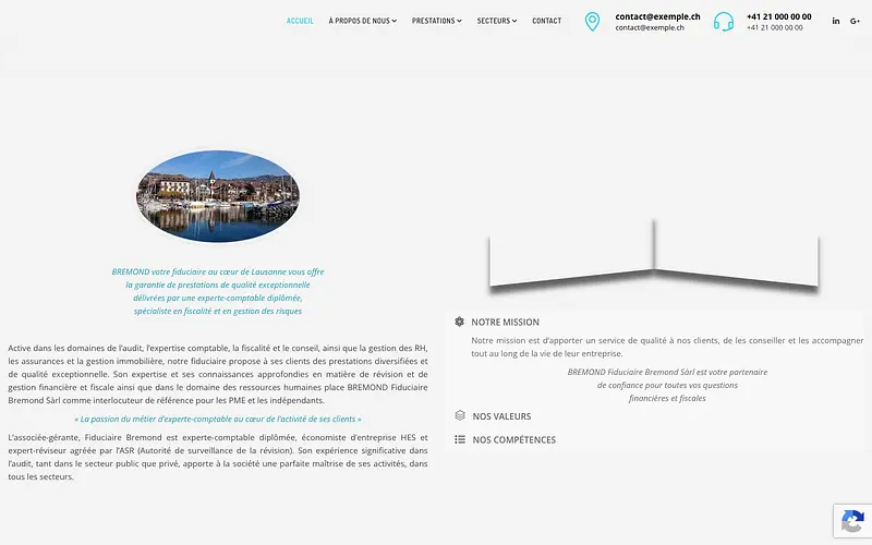 La page d'accueil de la Fiduciaire Bremond, avant reconstruction