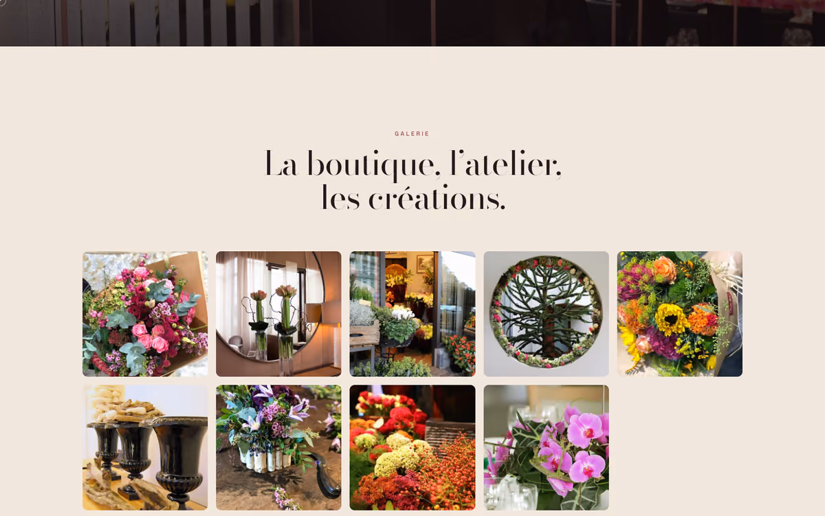 La page de contact de l'Atelier Floréane, après reconstruction