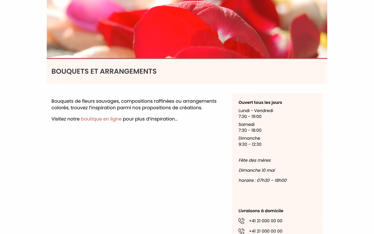 Les bouquets et arrangements de l'Atelier Floréane, avant reconstruction