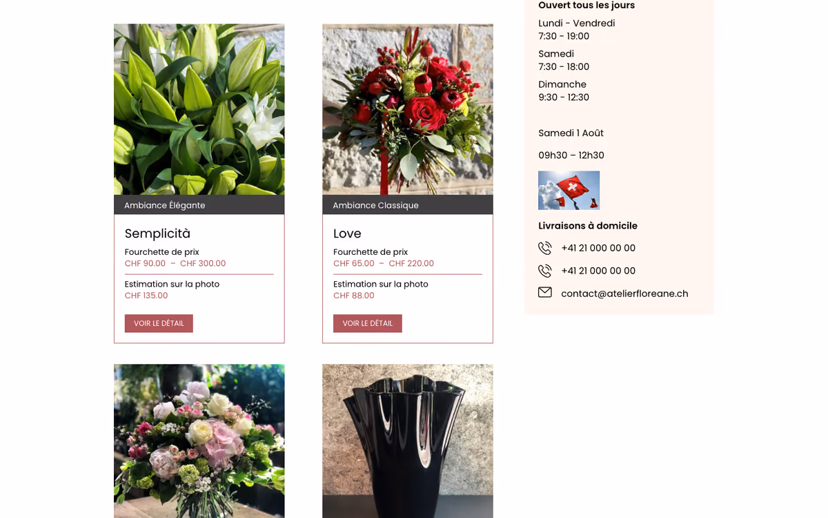 La page de contact de l'Atelier Floréane, avant reconstruction