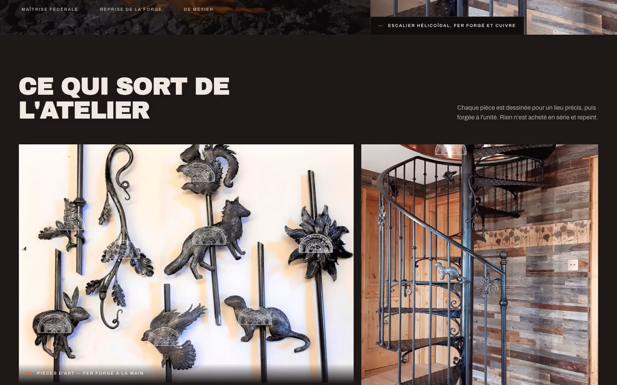 Les pièces forgées de la Forge Vernay, après reconstruction