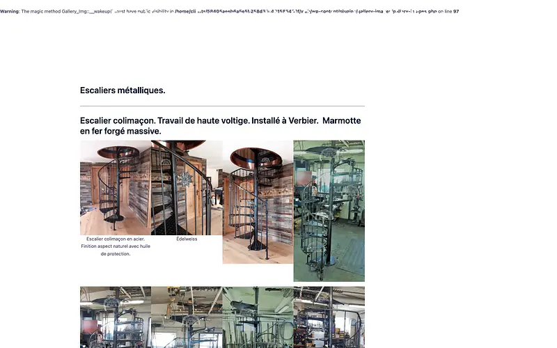 La page des réalisations de la Forge Vernay, avant reconstruction