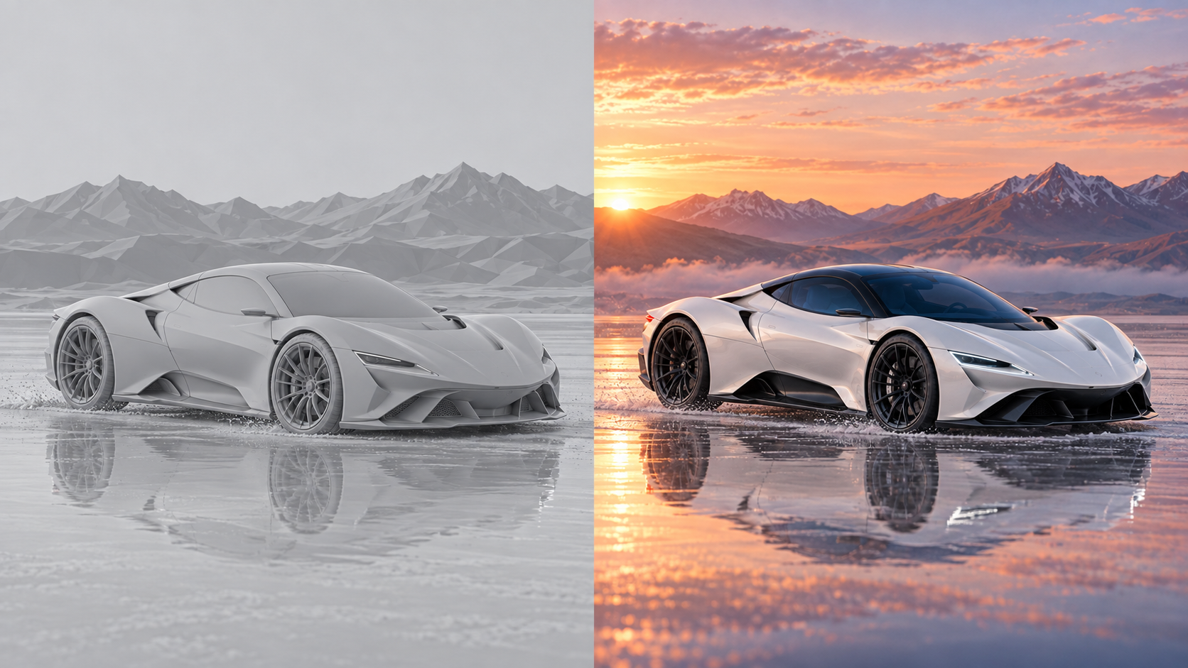 Avant-après du projet Supercar Atacama