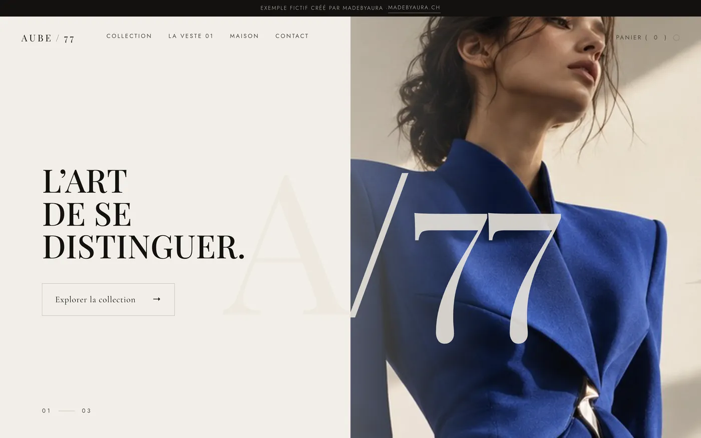 Concept de site pour Aube / 77, mode et boutique