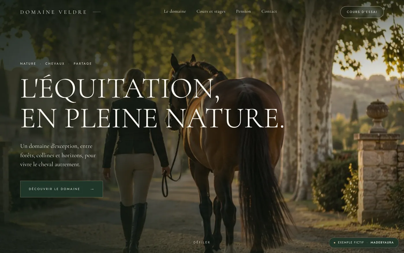 Concept de site pour Domaine Veldre, centre équestre