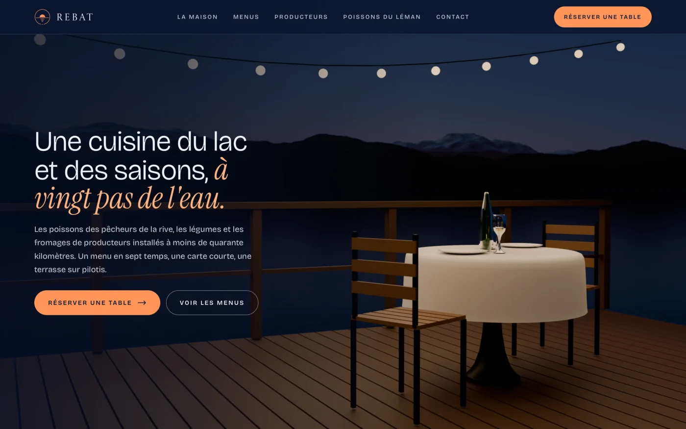 Concept de site pour Rebat, restaurant gastronomique