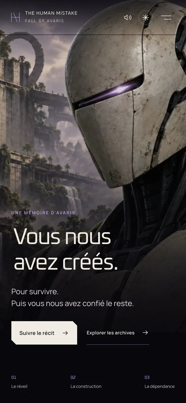 La même page du récit sur téléphone, parcourue de haut en bas, textes et illustrations en une colonne