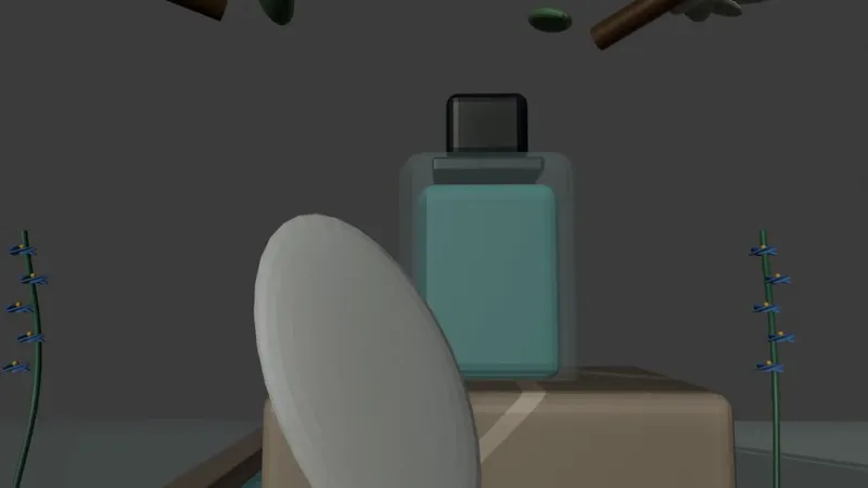 Guide Blender, 5 s, approche du flacon