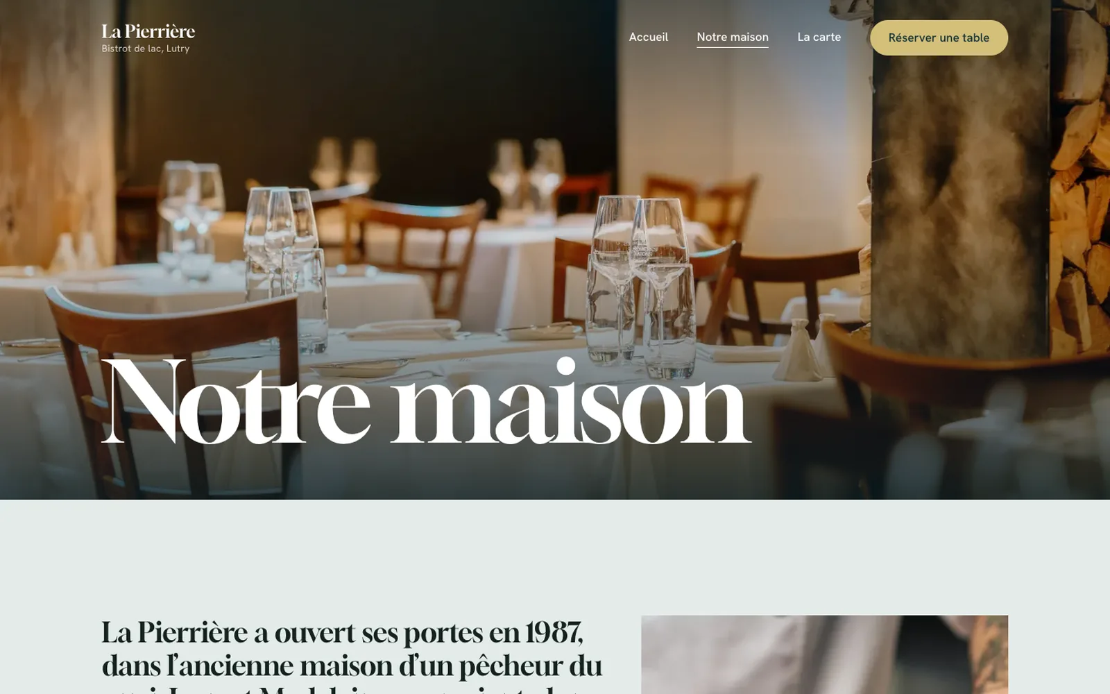 Vue « Présentation » de la refonte de Bistrot de la Pierrière, entreprise fictive (restaurant, Lutry)